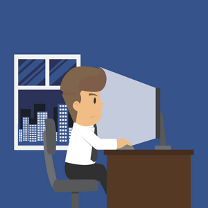 努力工作业务人晚上在办公室照片