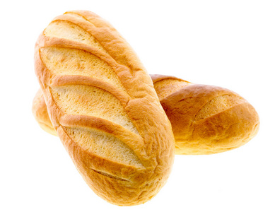 长条面包孤立在白色的长条面包面包照片