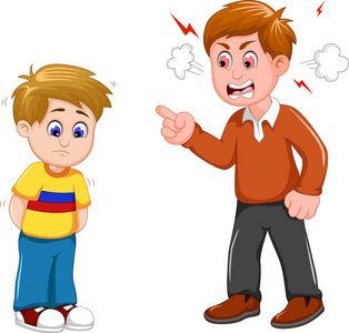 卡通父亲责骂他的儿子照片