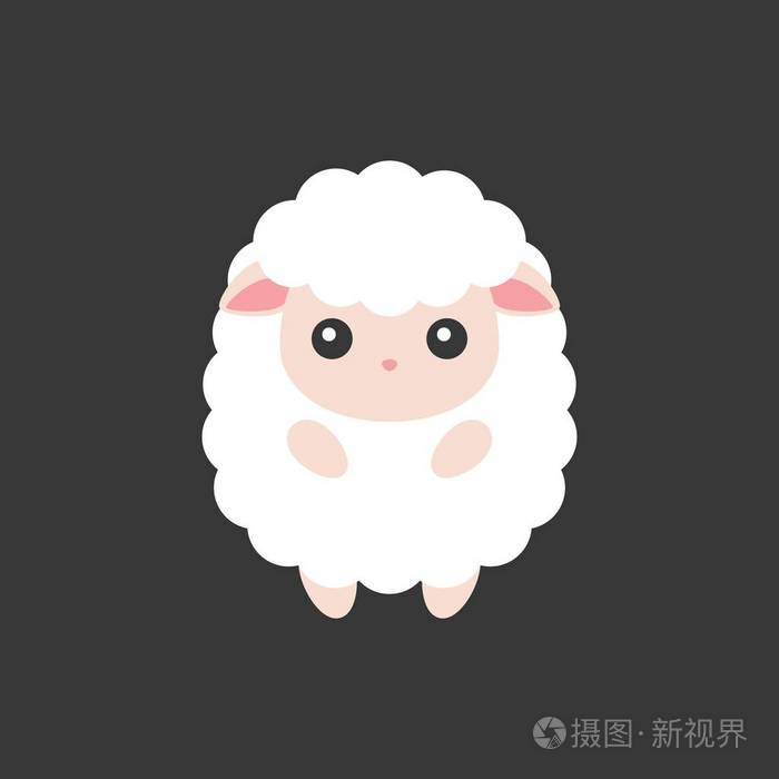 羊的图标可爱的绵羊卡通人物为十二生肖平面设计