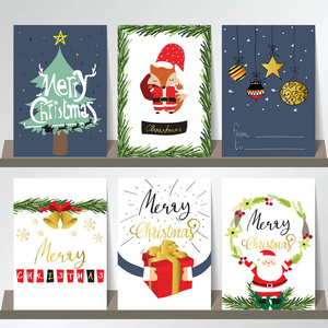 光七彩圣诞贺卡与圣诞老人、 狐狸、 基督教图片