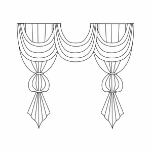 窗帘室内设计草图.窗帘插画