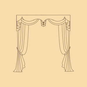 窗帘.室内纺织品.室内装饰纺织品 sketc插画