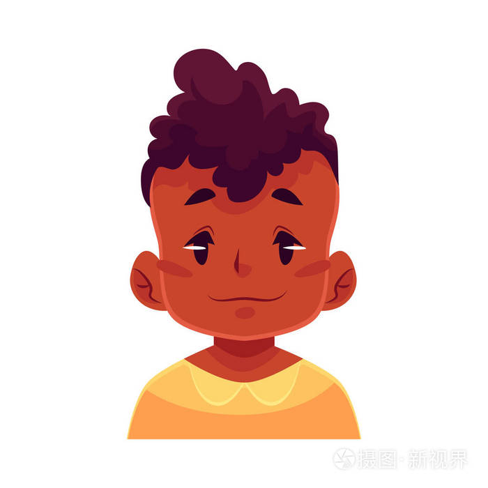 小男孩脸中性的面部表情