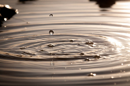 水滴掉进池塘里照片