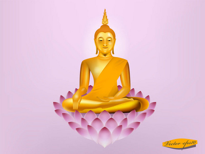 现实的平面设计载体的佛陀坐在莲花,佛设计照片