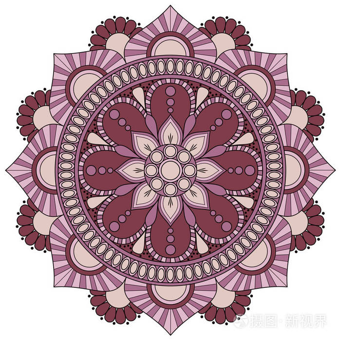 插画 曼陀罗花.老式的装饰元素.东方模式 v.eps