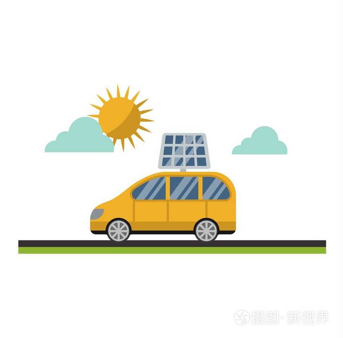 太阳太阳能矢量电动汽车