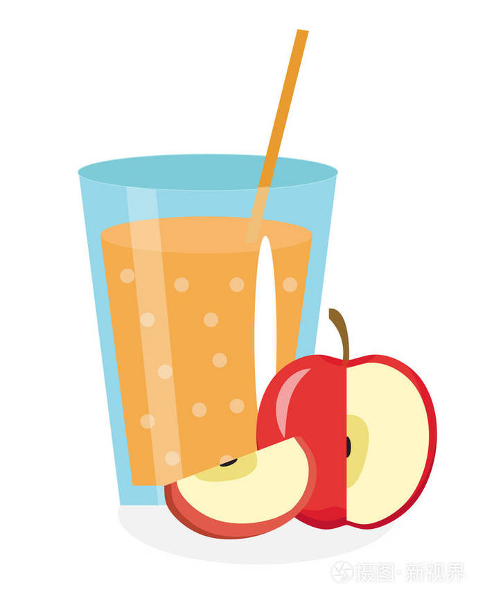苹果果汁创意插画图片