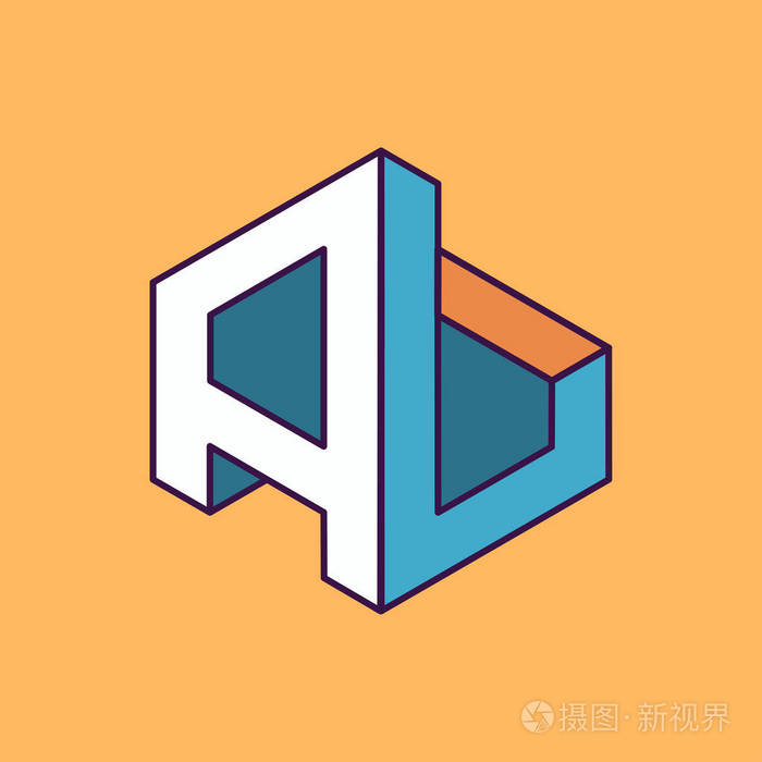 l字母组合字体与企业形象设计印刷出版t恤设计透视几何概念矢量图