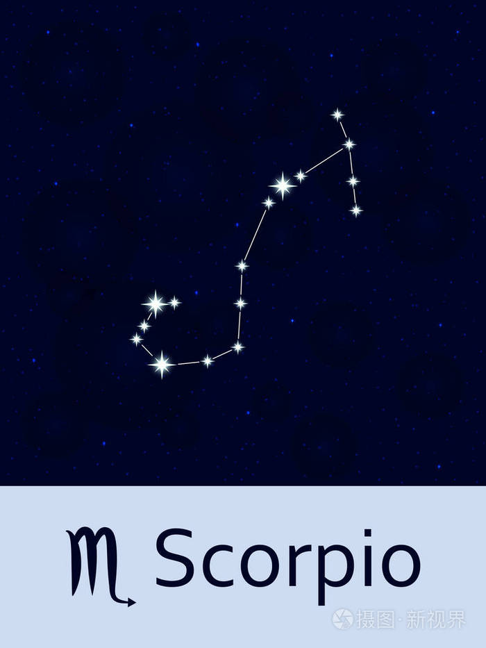 星座天蝎座星座运势星座星抽象空间夜天空背景恒星和景在后面矢量图