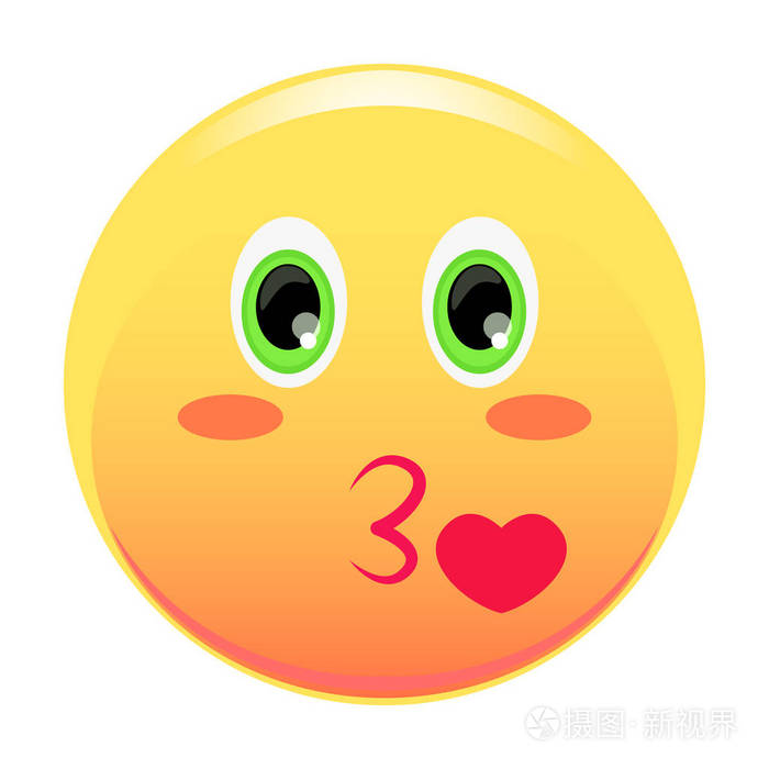 心飞出他的嘴.笑脸卡通风格.矢量图