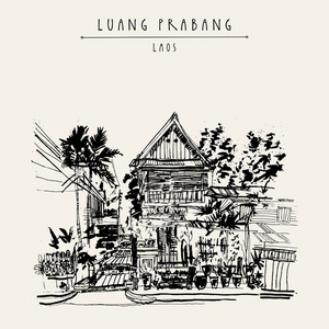 旧传统的木屋里,在老挝照片