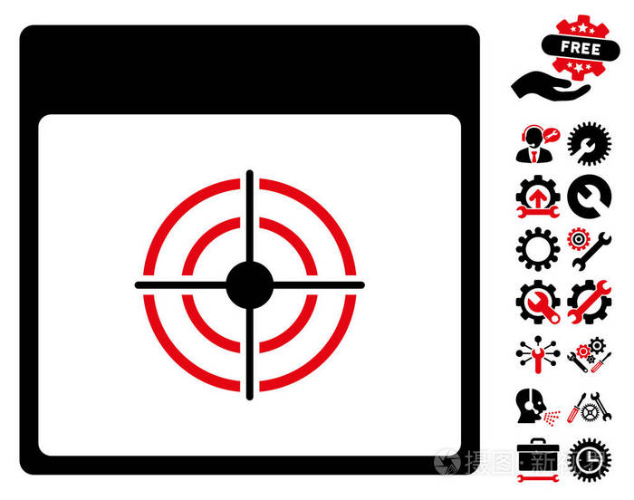 靶心日历页矢量图标与奖金插画-正版商用图片1qz504-摄图新视界