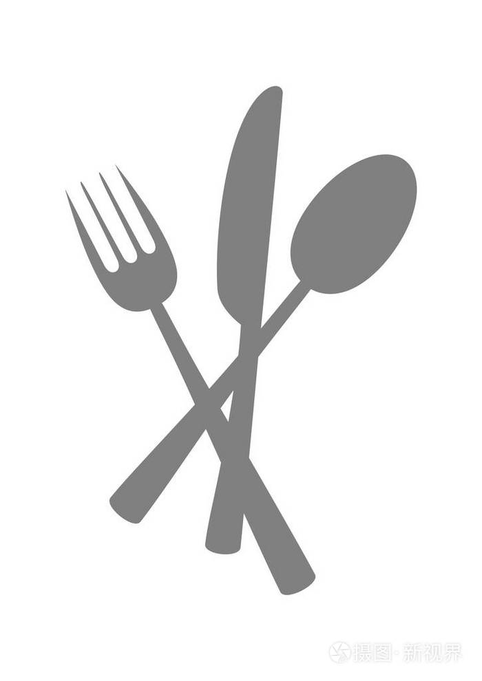 白色背景上的餐具矢量图标