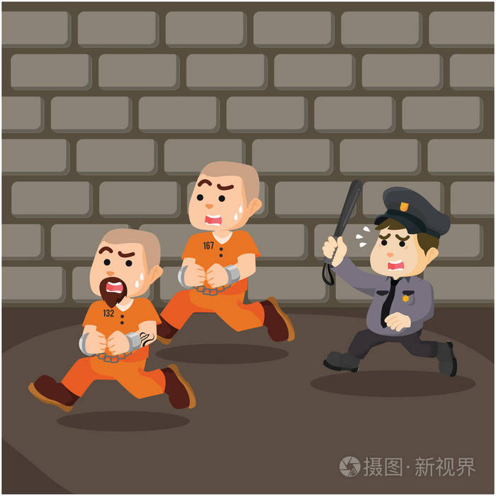 定罪逃逸监狱插画设计