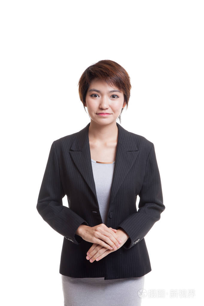 年轻的亚洲业务女人穿西装