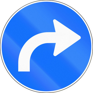 右转弯标志在瑞士使用道路标志 — — 转右前方照片