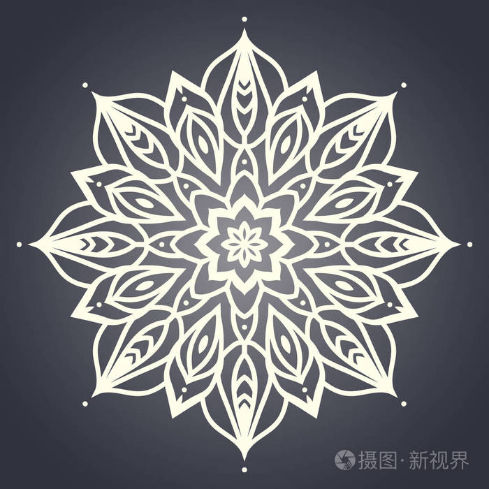 曼陀罗花.民族图案.圆坛城的线路.矢量我