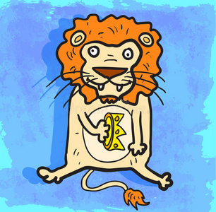 卡通狮子插图，矢量图标