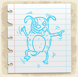 卡通狗纸上的笔记，矢量插图