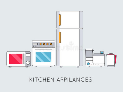 平面现代厨房电器背景概念