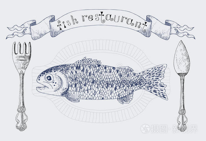 横幅 古董 艺术 动物群 渔业 绘画 欧西亚 咕哝 食物