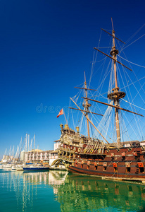 大炮 热那亚 东南方 海盗 护卫舰 古老的 码头 帆船 伽龙