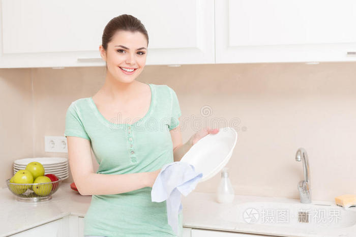 厨房 女人 时间 家务 家庭主妇 人类 打扫 美好的 公寓