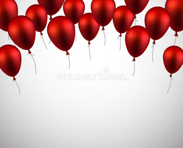 用红色气球庆祝背景。