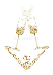 香槟结婚酒杯
