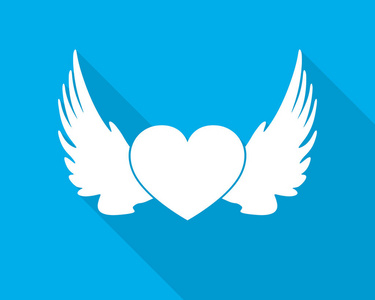 带翅膀的心.矢量插画照片