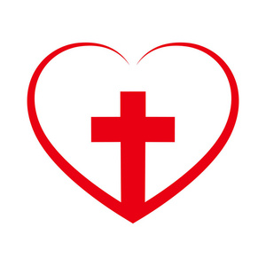 基督教的十字架里面在心里.矢量图照片