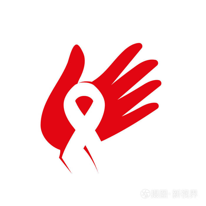 世界艾滋病日的概念.阻止病毒图标.国际支持运动为生病的人的.矢量图