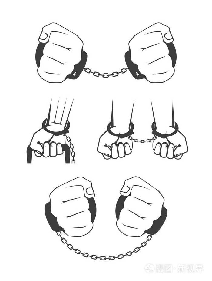 人类的手被拷上