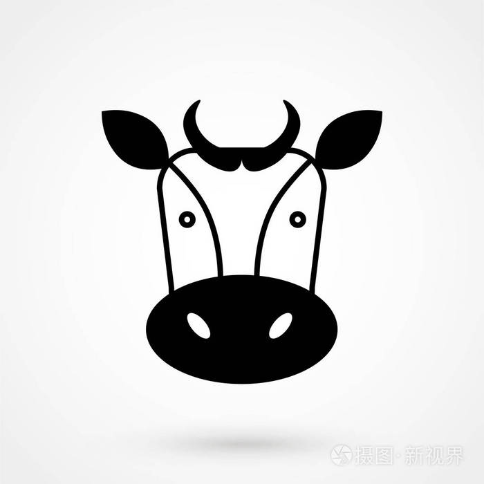 牛图标设计简单的白色背景上.矢量标志图