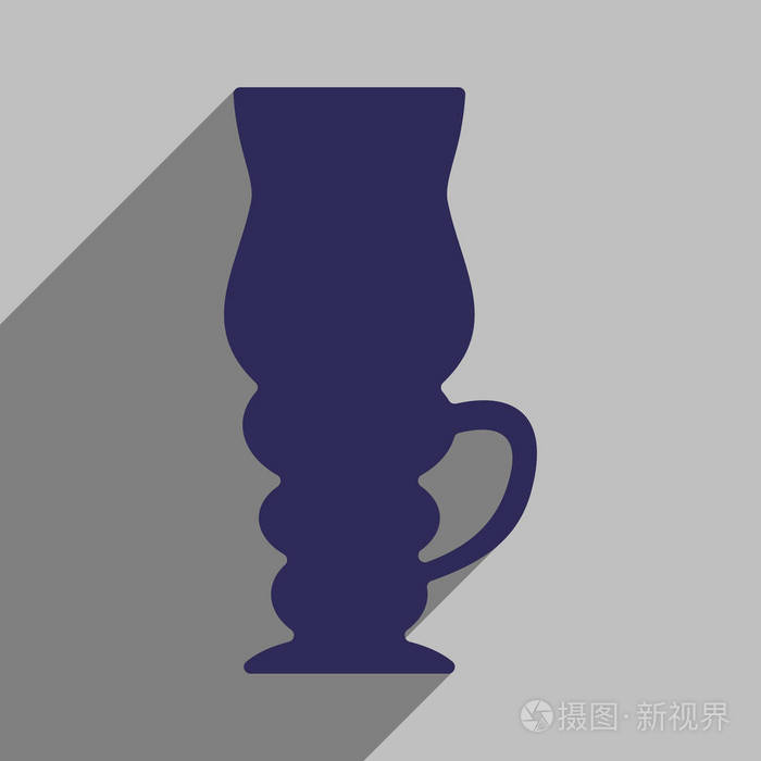 与长长的影子咖啡杯子平面图标