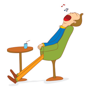 在椅子上睡着照片