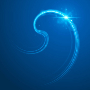 光滑的淡蓝色波浪线和镜头光晕矢量抽象背景照片