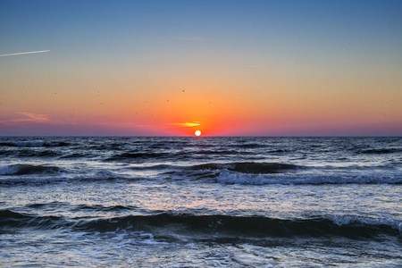 海上日出的景象图片