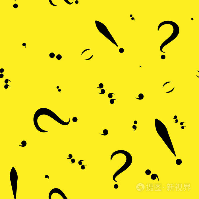 用黑色标点符号的无缝模式黄色背景矢量图