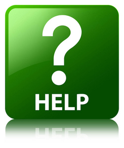 帮助 问号图标 绿色方形按钮照片
