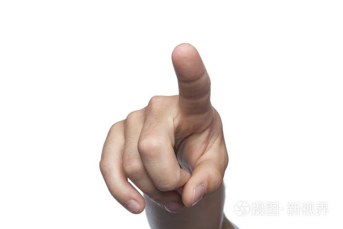 男性的手 指着你的白色背景上照片 正版商用图片1r5s2b 摄图新视界