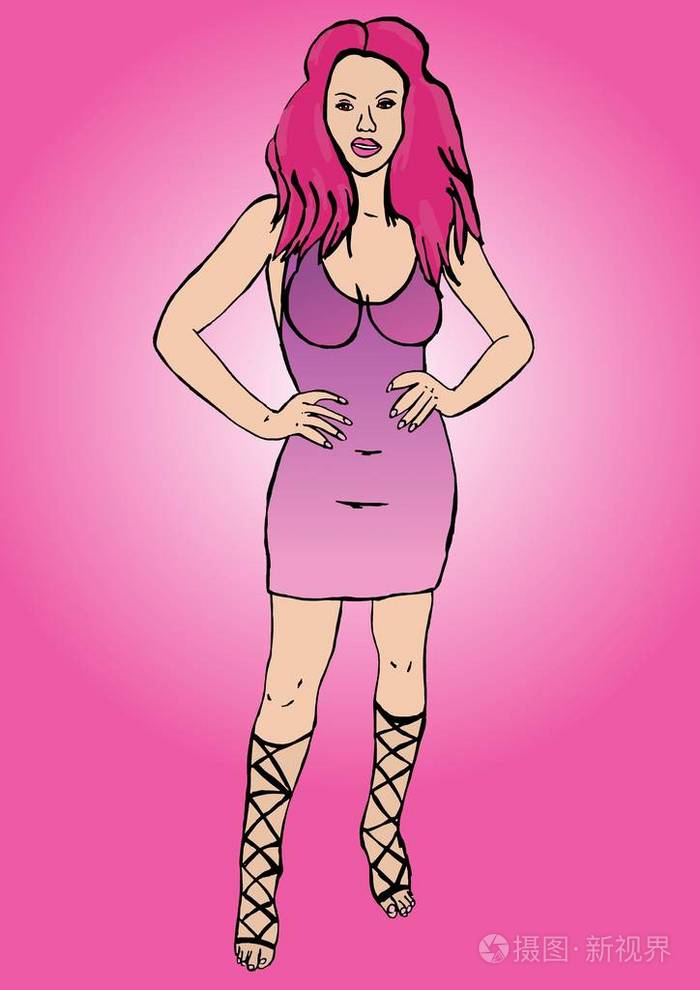 时尚粉红女郎的形象