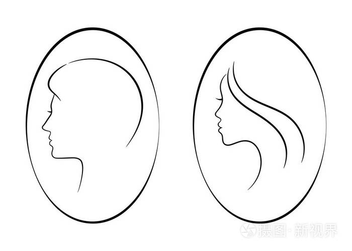 女性和男性的轮廓迹象