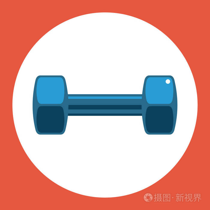 哑铃的图标红色背景上的蓝色哑铃体育器材矢量图