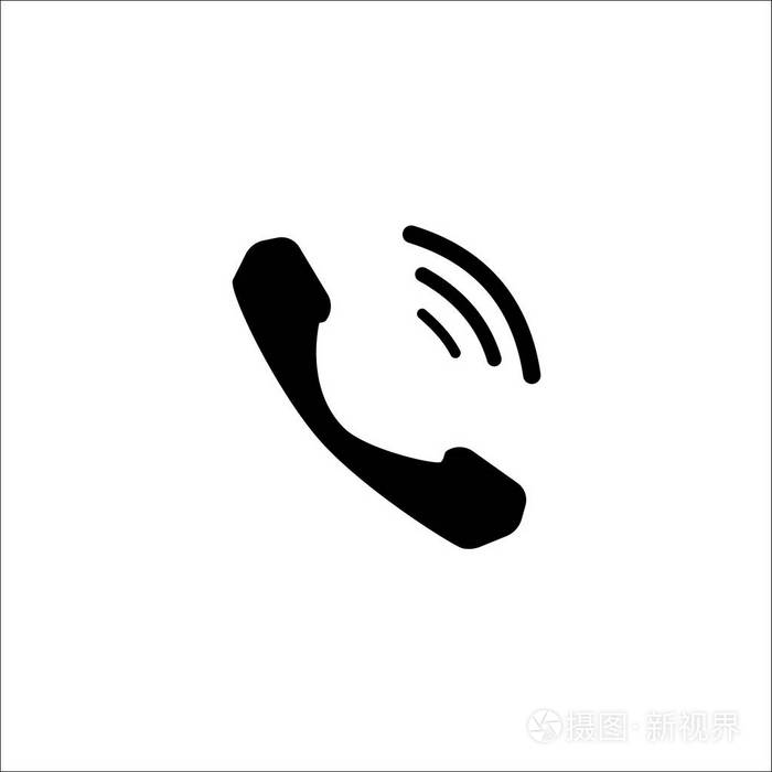 在灰色的背景上孤立的时尚平面样式的电话图标.手机图标,带波.