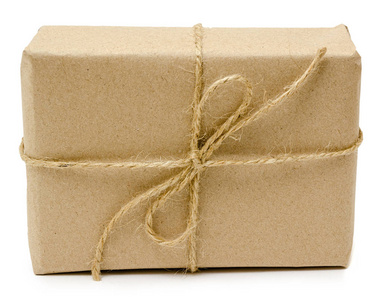 礼品包装从牛皮纸包裹着麻绳图片