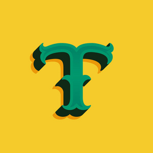 老式的钱风格与阴影 t 字母徽标照片