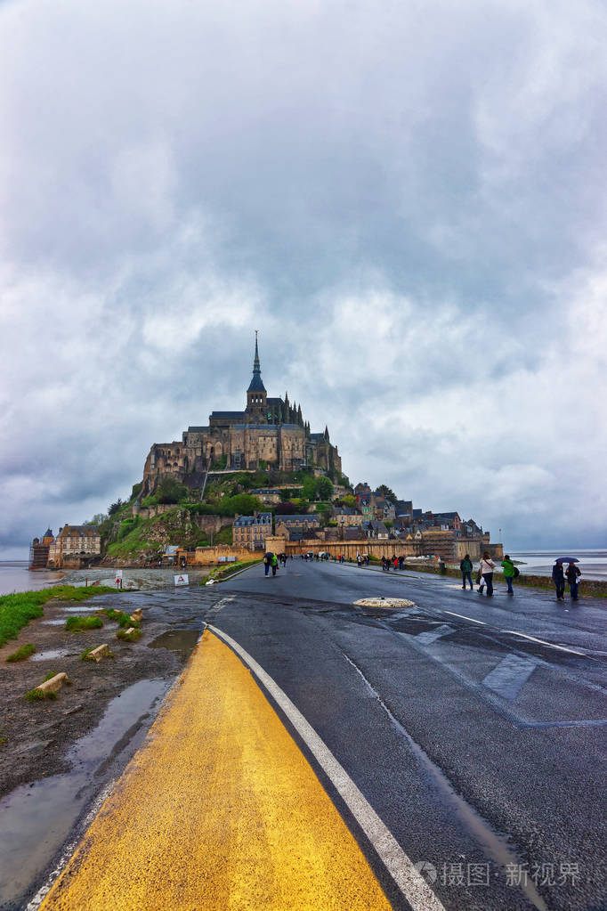 圣米歇尔山在manche在法国的诺曼底登陆